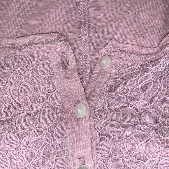 Lilac Aeropostale long sleeve Henley shirt with lace placket - Picture 3 of 7